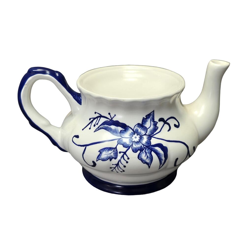 Blue & White Floral Design Teapot Votive Candle Wax Warmer Home Decor Fragrance